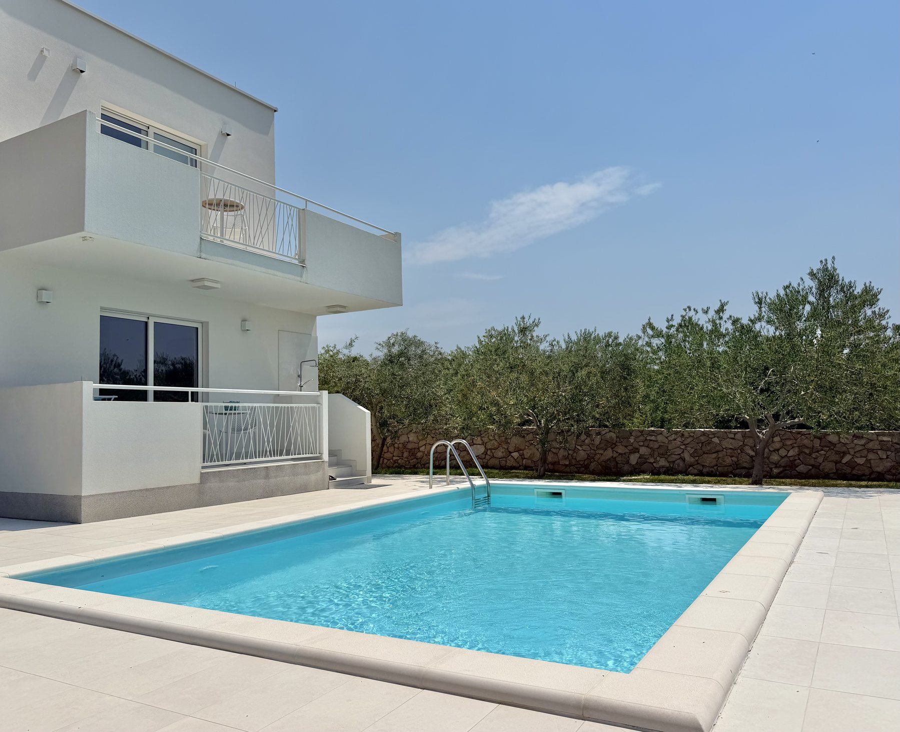 Private pool next to the house, surrounded by olive trees
