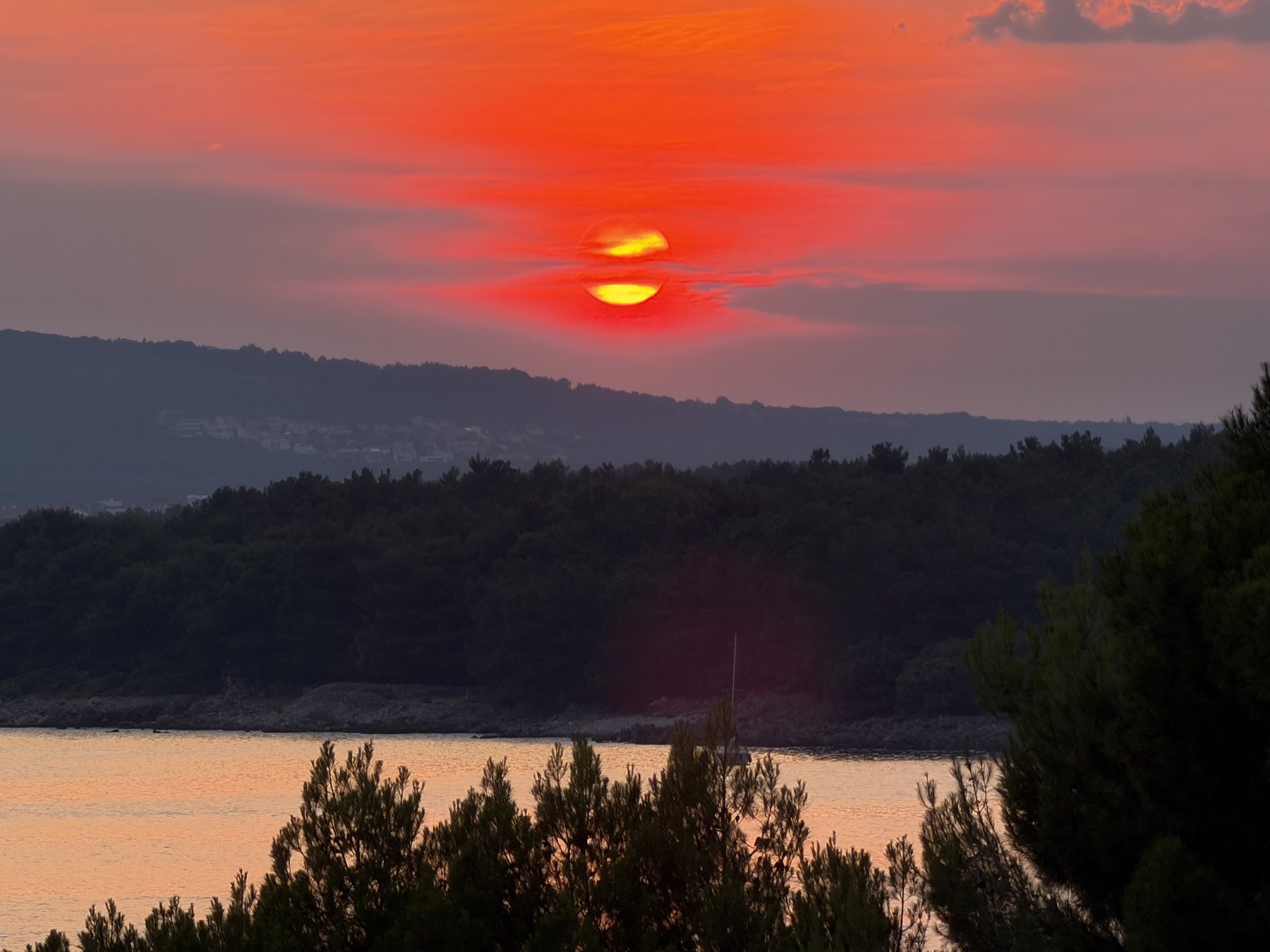 Sunset over the sea near Villa Sonja